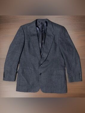 Vintage Christian Dior Mens Grey Double Breasted Sport Coat Blazer Wool